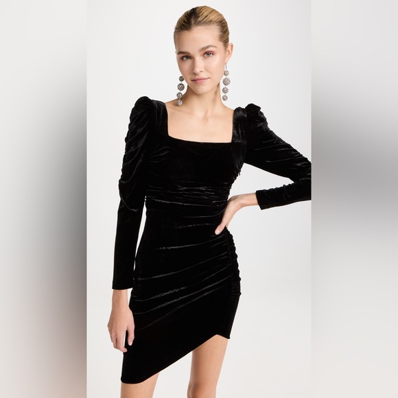 Veronica Beard Dresses & Skirts - NWT Veronica Beard Toki Ruched Crushed Velvet Mini Black Dress Holiday Witchy